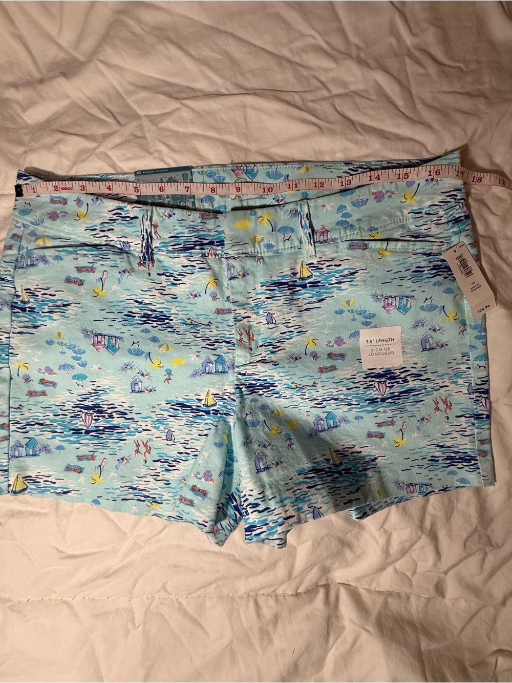 Old Navy Light Blue Beach-Print Women’s Shorts